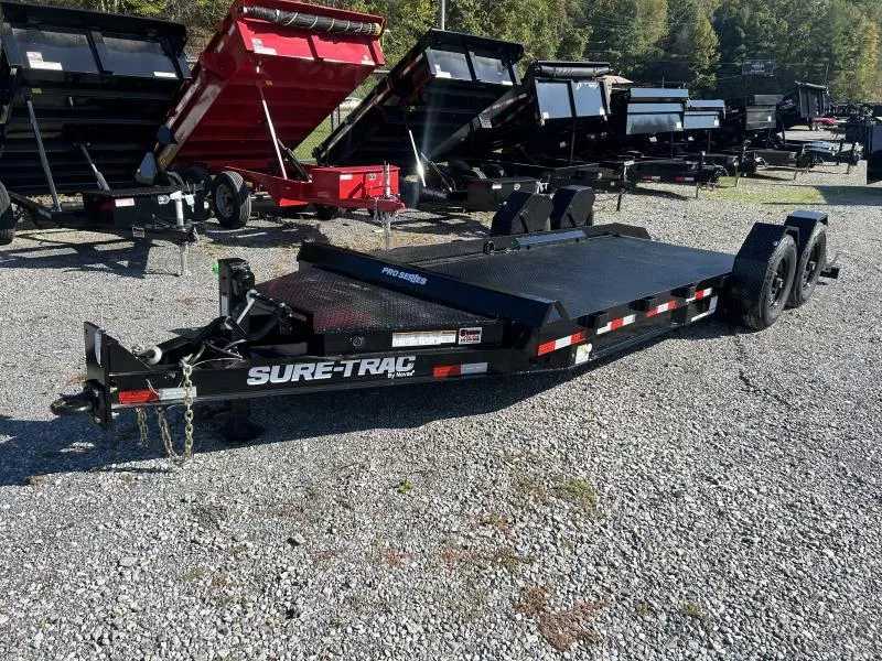 2025 Sure-Trac 80x18 15.4K Pro Power Drop Deck Tilt Equipment Trailer