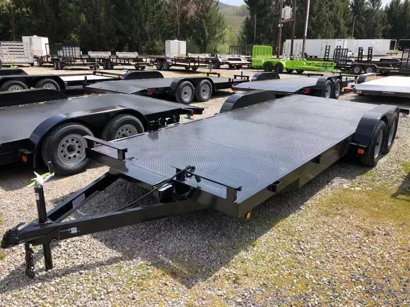 2026 82x20 steel floor Winch plate left removable fender rear ramps car hauler Car / Racing Trailer