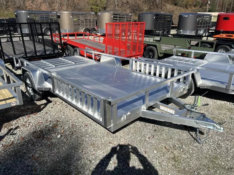 82X14 atv side ramps Sure Trac Single Axle All Aluminum Utility Trailer