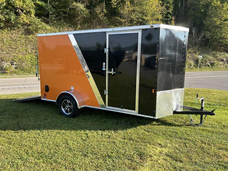 Covered Wagon Trailer 7x12 Silver Motorcycle PKG w/ Windows Enclosed