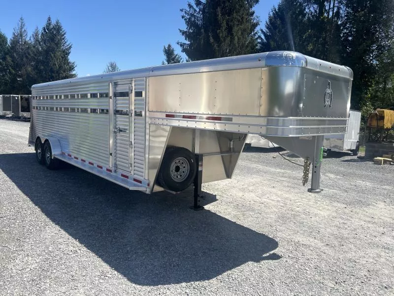 2026 ADAM 24ft 7ton Slider Cutting Gates JGA GOOSENECK All Aluminum Stock Trailer