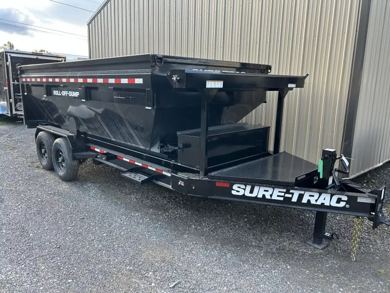 2026 Sure-Trac 16ft 15.4K roll off trailer with 2 bins  1-16ft and 1-14ft bin Dump Trailer