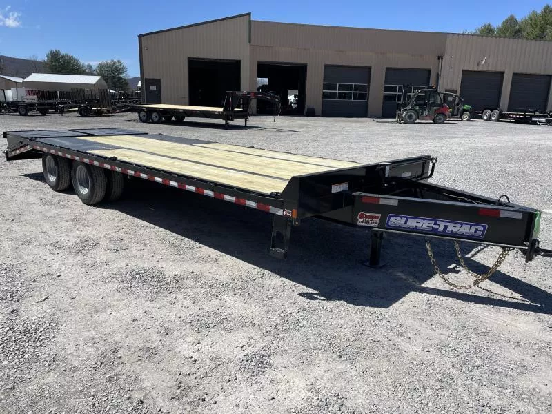 2026 Sure-Trac 25ft 20+5 22.5K PINTLE Tandem Dual w/Full Width Ramps Equipment Trailer