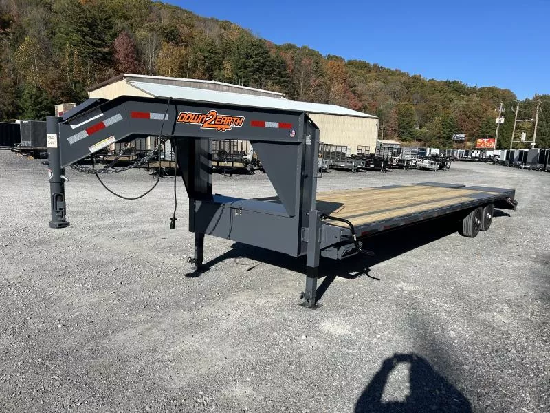 2026 Down 2 Earth Trailers 30ft 25+5 Goosenck Full Width Ramps 8K Axles 17,500GVWR