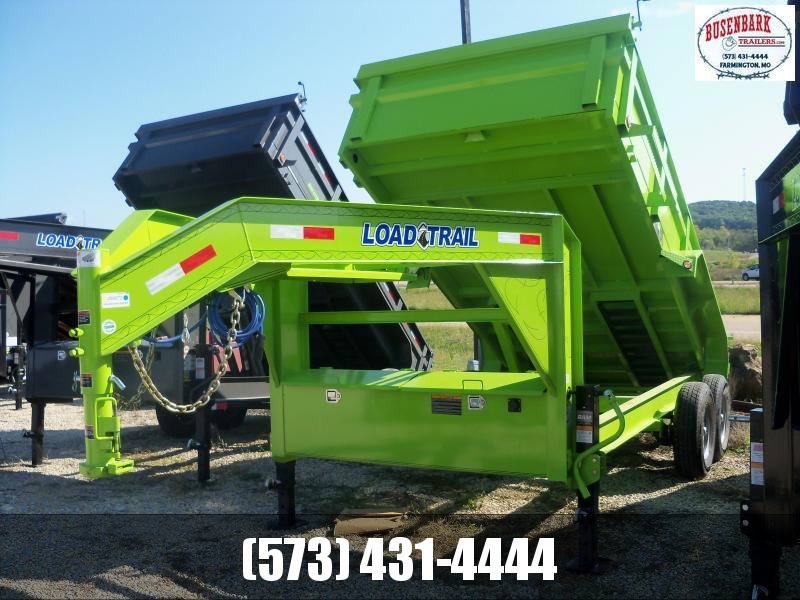 14X083 Load Trail Safety Green Gooseneck Dump Trailer Slide In Ramps GD8314072 14X083 Load Trail Safety Green Gooseneck Dump Trailer Slide In Ramps GD8314072