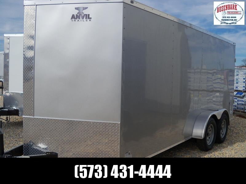 16X084 Anvil Silver Enclosed Cargo Trailer Doube Rear Doors AT7X16TA 16X084 Anvil Silver Enclosed Cargo Trailer Doube Rear Doors AT7X16TA