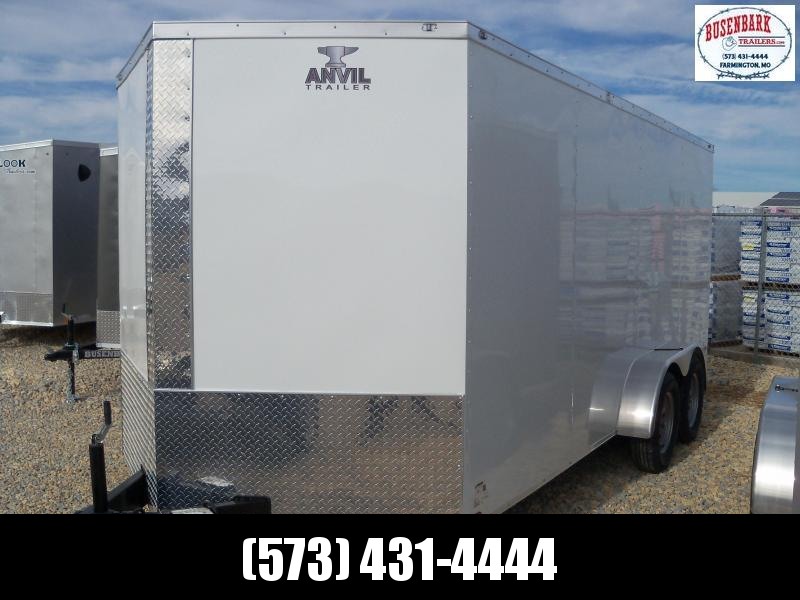 16X084 Anvil White Enclosed Cargo Trailer Heavy Duty Ramp AT7X16TA 16X084 Anvil White Enclosed Cargo Trailer Heavy Duty Ramp AT7X16TA