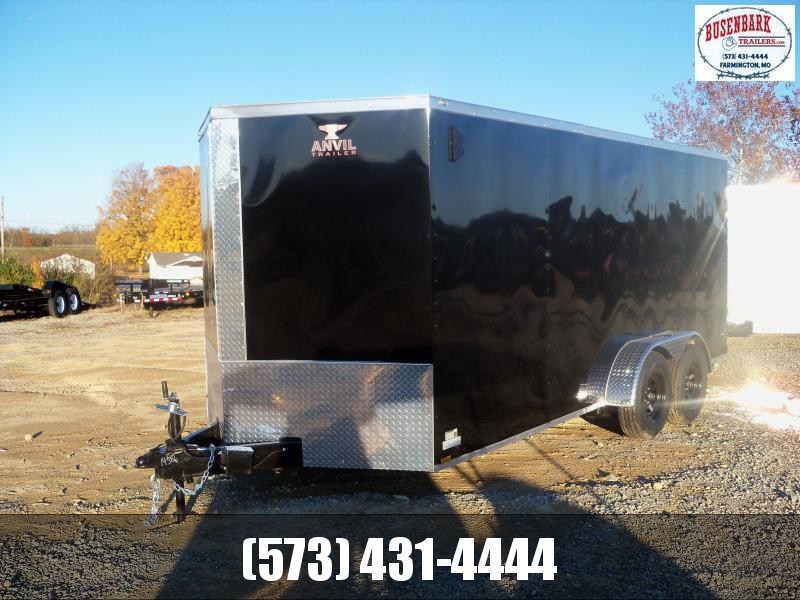 16X087 Anvil Black Enclosed Cargo Trailer Double Rear Doors AT7X16TA 16X087 Anvil Black Enclosed Cargo Trailer Double Rear Doors AT7X16TA