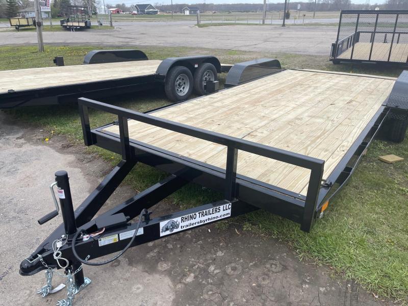 18ft RHINO Tandem WOOD DECK CAR HAULER Trailer 2 Axle Brake Near Me