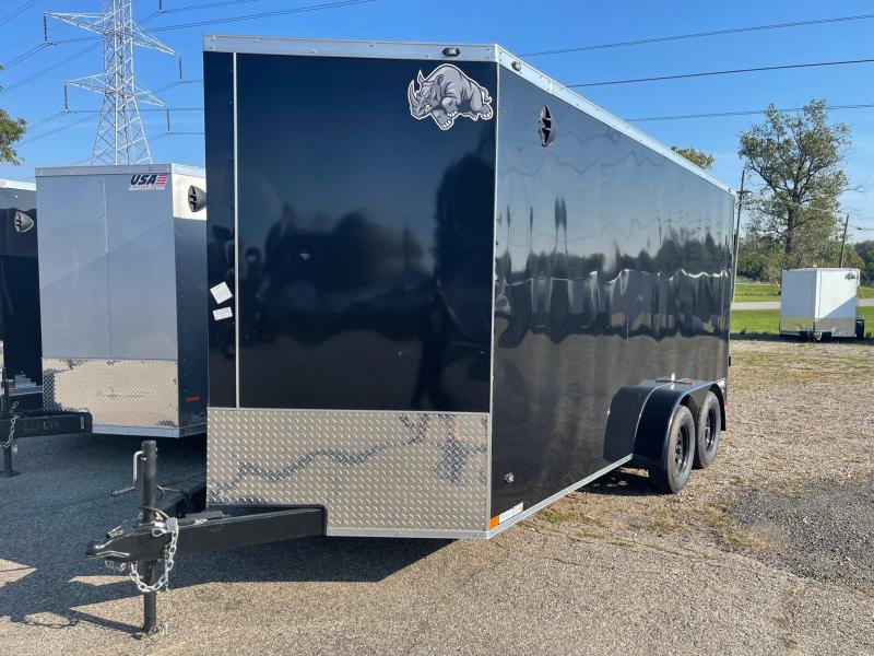 7 x 16 Rhino Safari - Enclosed Trailer - w/ Ramp Door 7ft Interior - DAMAGED - 7 x 16 Rhino Safari - Enclosed Trailer - w/ Ramp Door 7ft Interior - DAMAGED -