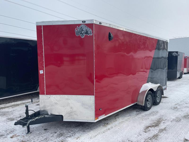 7 x 16 Rhino Safari - Enclosed Trailer - w/ Ramp Door BLACK OUT 7ft Interior UTV Package 7 x 16 Rhino Safari - Enclosed Trailer - w/ Ramp Door BLACK OUT 7ft Interior UTV Package