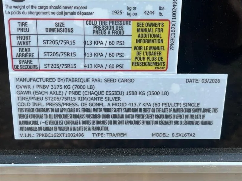 new Other Trailers Seed Cargo  for sale, in Asheville, NC Thumbnail 7