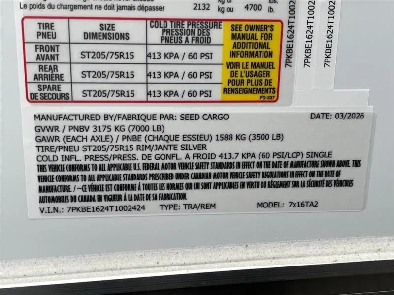 new Other Trailers Seed Cargo  for sale, in Asheville, NC Thumbnail 7