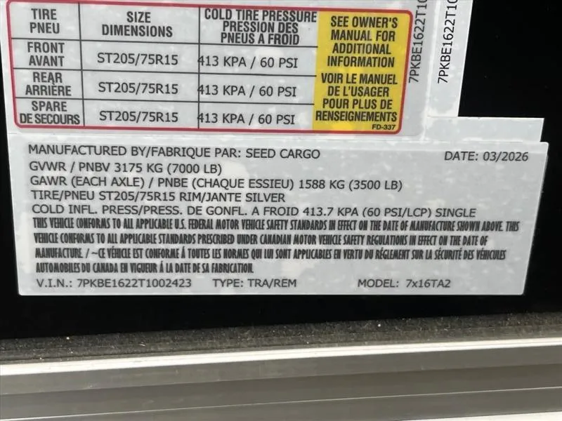 new Other Trailers Seed Cargo  for sale, in Asheville, NC Thumbnail 7