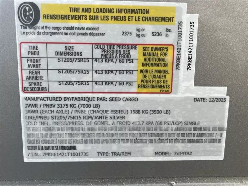 new Other Trailers Seed Cargo  for sale, in Asheville, NC Thumbnail 7