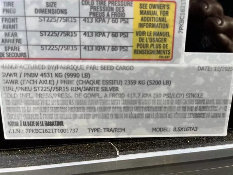 new Other Trailers Seed Cargo  for sale, in Asheville, NC Thumbnail 7