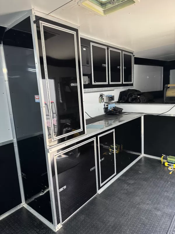 Enclosed Goosen38ft Automaster Race Trailer with tapered nose