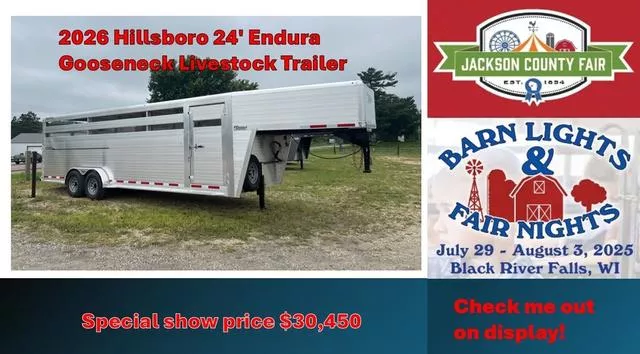2026 Hillsboro 24' Endura Gooseneck Livestock Trailer 