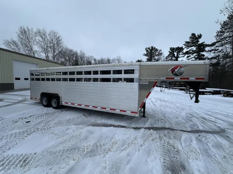 2025 Kiefer 8' x 24' x 6'6" Stockman Aluminum Gooseneck Livestock Trailer
