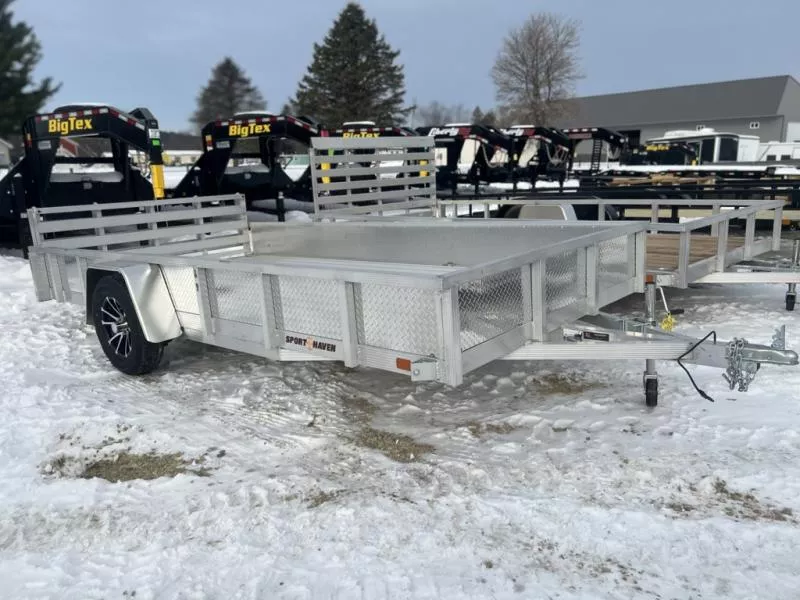 2026 Sport Haven 7 x 14 All Aluminum Utility Trailer with Solid Sides & Bifold Rear Ramp Gate