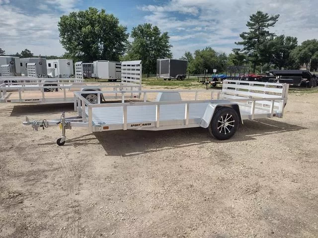 2026 Sport Haven 7 x 14 All Aluminum Utility Trailer w/ Bifold Ramp 