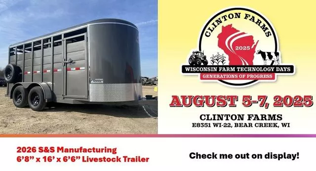 2026 S&S Manufacturing 6'8" x 16' Livestock Trailer 
