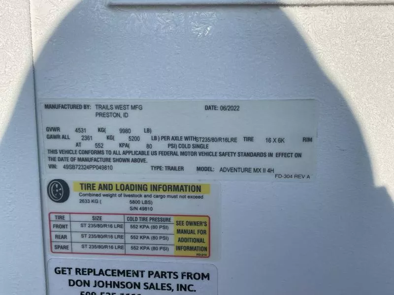 used Horse Trailers Trails West Manufacturing  for sale, in Walla Walla, WA Thumbnail 24