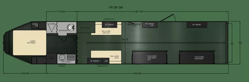 2026 Trails West RPM Freeride 36' LQ GN Snowmobile Trailer