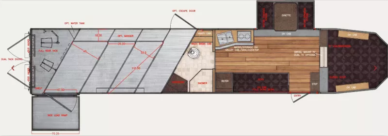 2026 Trails West Manufacturing Sierra 4H LQ 15X19 Slide-Out, Side Load, Rear Tack Horse Trailer