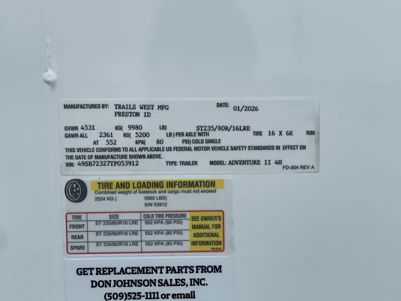 new Horse Trailers Trails West Manufacturing  for sale, in Walla Walla, WA Thumbnail 27