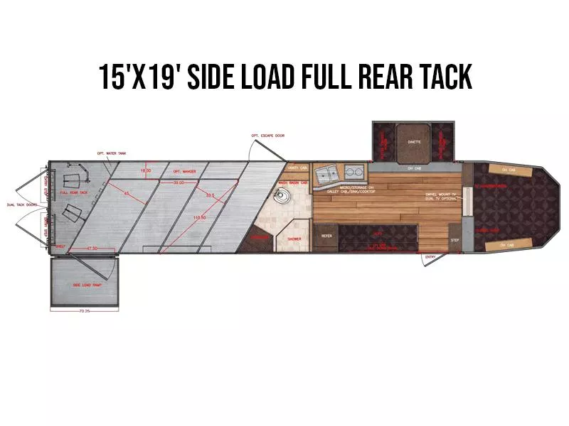2026 Trails West Sierra 4H LQ 15X19 Slide-Out, Side Load, Rear Tack Horse Trailer