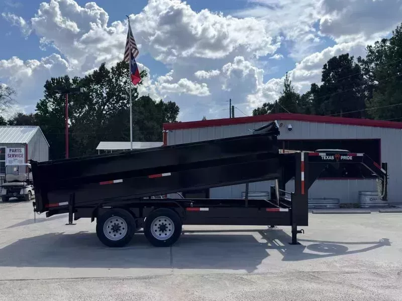 TEXAS PRIDE 7 X 16 GOOSENECK DUMP TRAILER WITH 3 FOOT SIDES AND 18,000lb GVWR