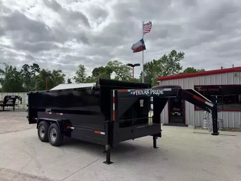 TEXAS PRIDE 7 X 16 GOOSENECK DUMP TRAILER WITH 4 FOOT SIDES AND A 16,000lb GVWR - Conroe Location