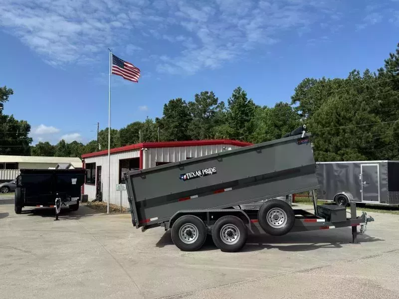 TEXAS PRIDE 7 X 14 BUMPER PULL DUMP TRAILER WITH 4 FOOT SIDES AND A 16,000lb GVWR - Conroe Location