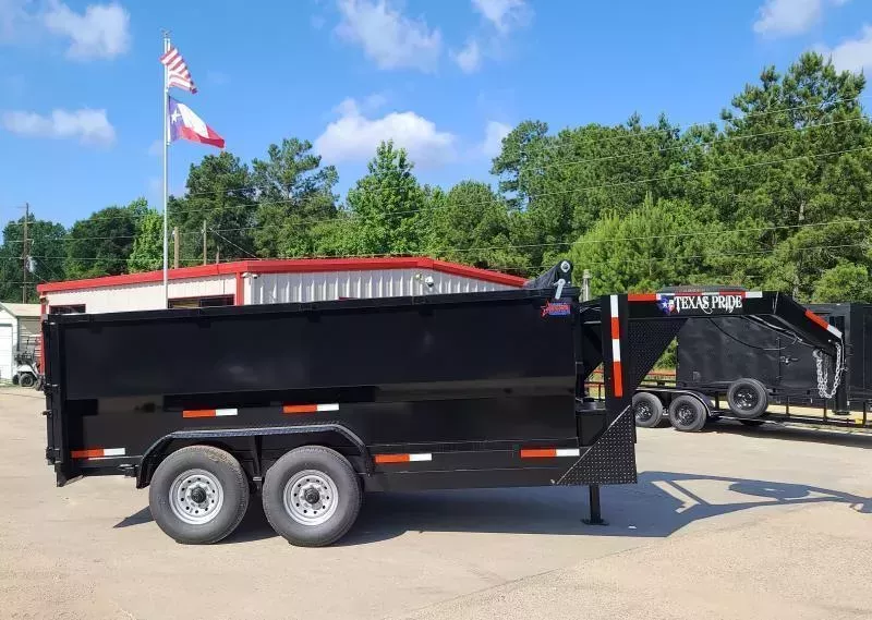 TEXAS PRIDE 7 X 14 GOOSENECK DUMP TRAILER WITH 4 FOOT SIDES AND A 16,000lb GVWR 