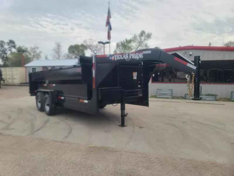 TEXAS PRIDE 7 X 16 GOOSENECK DUMP TRAILER WITH 3 FOOT SIDES AND A 16,000lb GVWR - Conroe Location