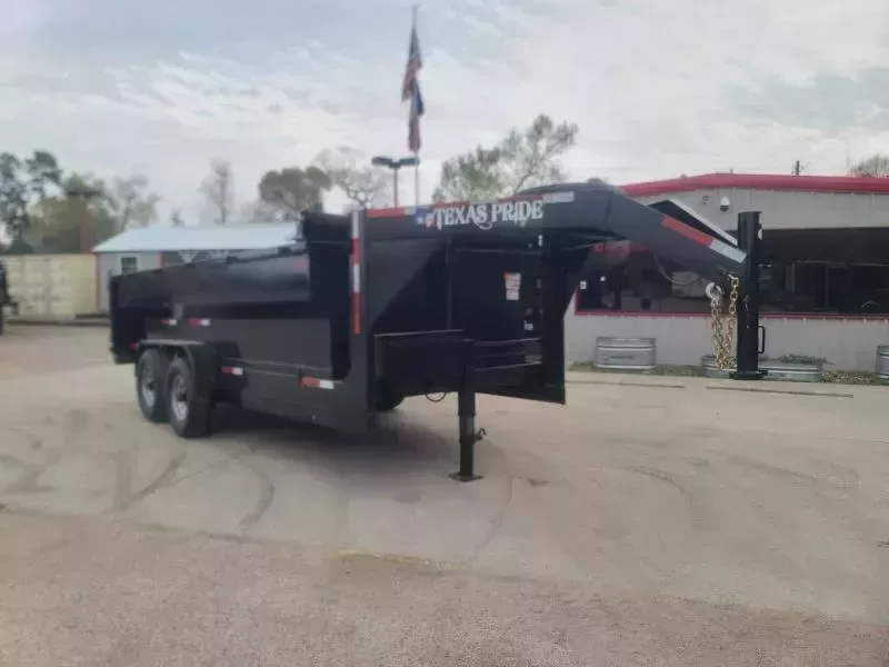 TEXAS PRIDE 7 X 16 GOOSENECK DUMP TRAILER WITH 3 FOOT SIDES AND A 16,000lb GVWR