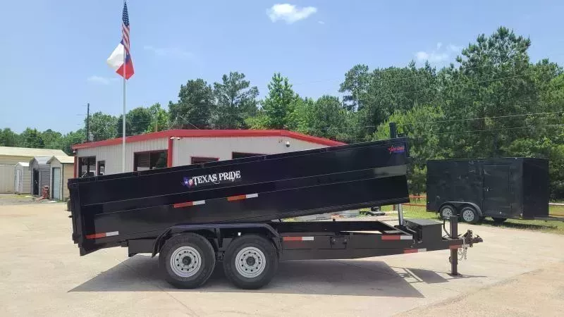 TEXAS PRIDE 7 X 16 BUMPER PULL DUMP TRAILER WITH 3 FOOT SIDES AND A 16,000lb GVWR -Conroe Location