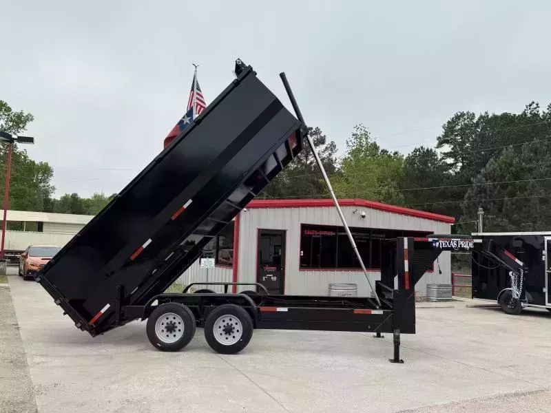 TEXAS PRIDE 7 X 16 GOOSENECK DUMP TRAILER WITH 4 FOOT SIDES AND 18,000lb GVWR