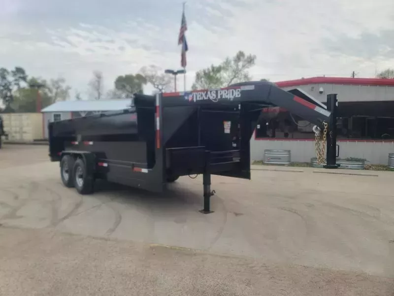 TEXAS PRIDE 7 X 16 GOOSENECK DUMP TRAILER WITH 3 FOOT SIDES AND A 16,000lb GVWR - Conroe Location