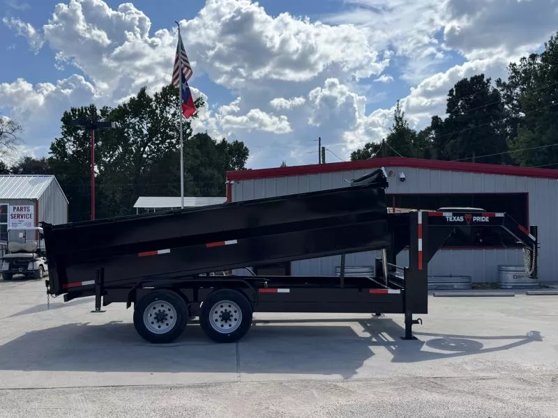 TEXAS PRIDE 7 X 16 GOOSENECK DUMP TRAILER WITH 3 FOOT SIDES AND 18,000lb GVWR - Conroe Location
