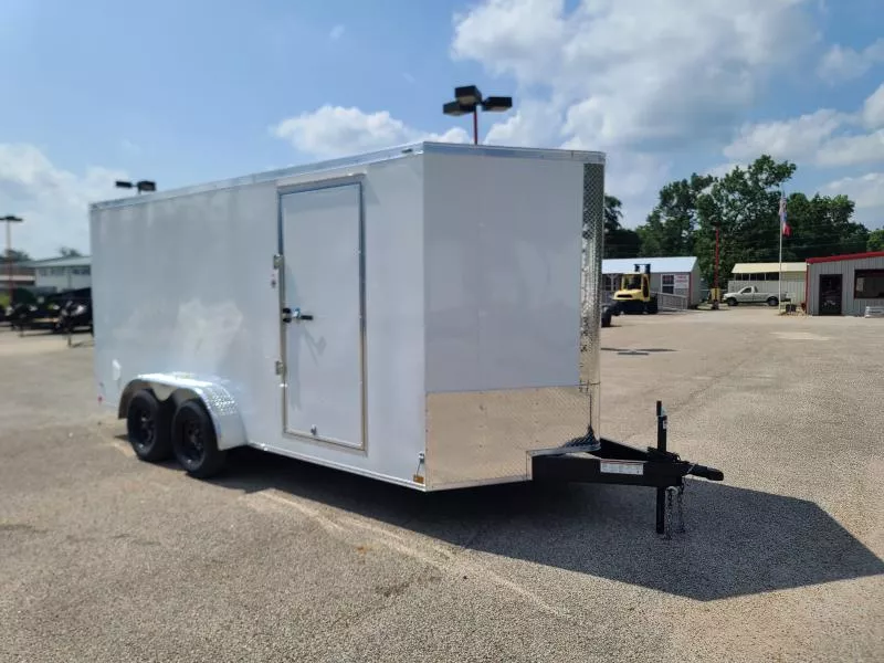 STALLION 7 x 16 ENCLOSED CARGO TRAILER WITH RAMP DOOR AND 6.5 FOOT INTERIOR - Conroe Location