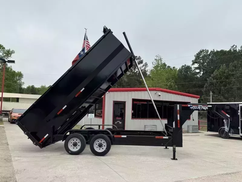 TEXAS PRIDE 7 X 16 GOOSENECK DUMP TRAILER WITH 4 FOOT SIDES AND 18,000lb GVWR - Conroe Location