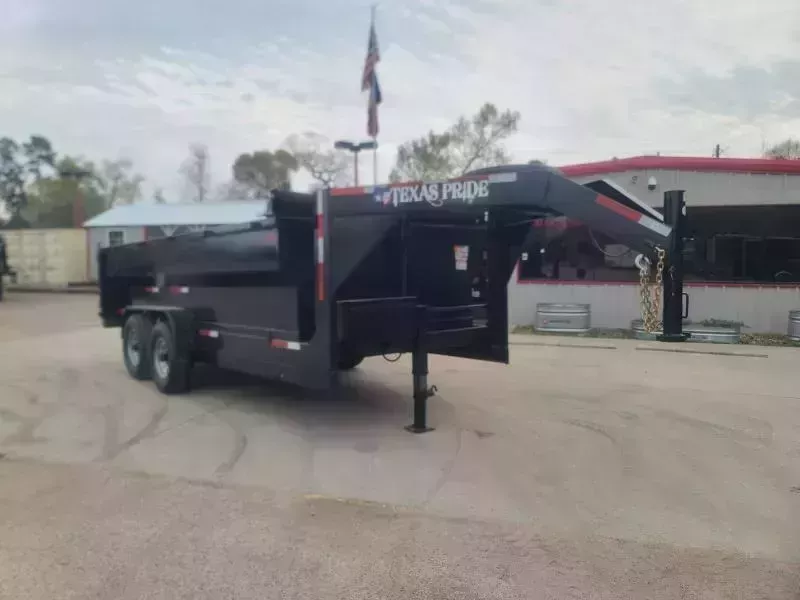 TEXAS PRIDE 7 X 16 GOOSENECK DUMP TRAILER WITH 3 FOOT SIDES AND A 16,000lb GVWR