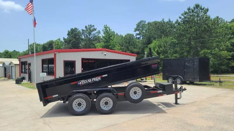 Texas Pride 7 X 14 BUMPER PULL DUMP TRAILER WITH 2 FOOT SIDES AND A 14,000lb GVWR 