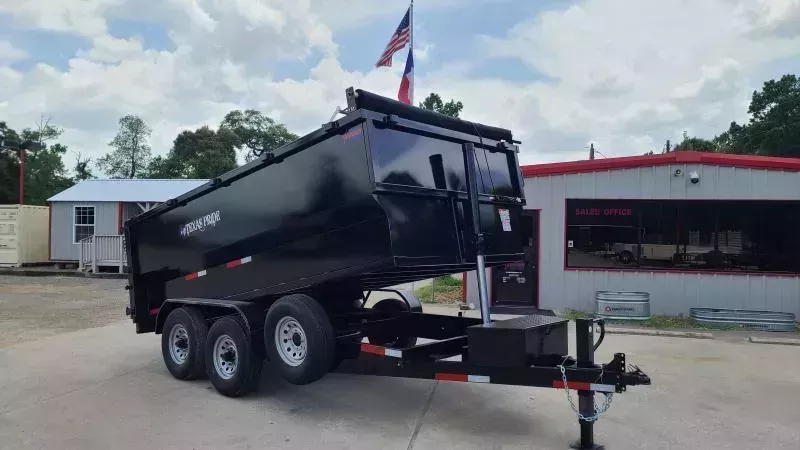 TEXAS PRIDE 7 X 14 BUMPER PULL DUMP TRAILER WITH 4 FOOT SIDES AND A 16,000lb GVWR - Conroe Location