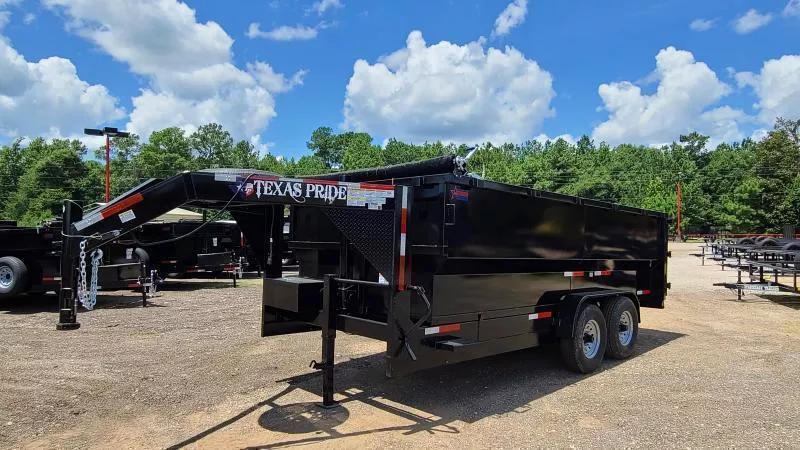 TEXAS PRIDE Trailers 7 X 16 GOOSENECK DUMP TRAILER WITH 4 FOOT SIDES 16,000lb GVWR - Conroe Location