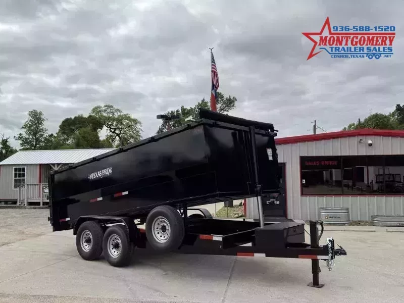 TEXAS PRIDE Trailers 7 X 16 BUMPER PULL DUMP TRAILER WITH 4 FOOT SIDES 16,000lb GVWR - Conroe Location