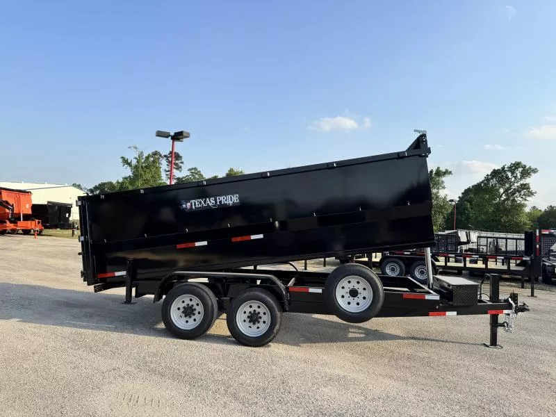 TEXAS PRIDE 7 X 16 BUMPER PULL DUMP TRAILER WITH 4 FOOT SIDES AND AN 18,000lb GVWR