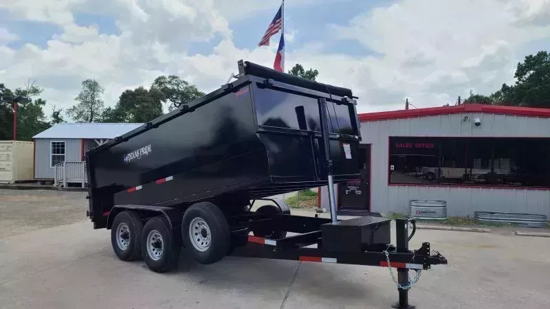 TEXAS PRIDE 7 X 14 BUMPER PULL DUMP TRAILER WITH 4 FOOT SIDES AND A 16,000lb GVWR - Conroe Location